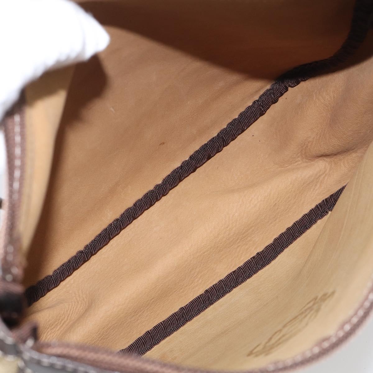 LOEWE Shoulder Bag Suede Beige Gold Auth 216298A