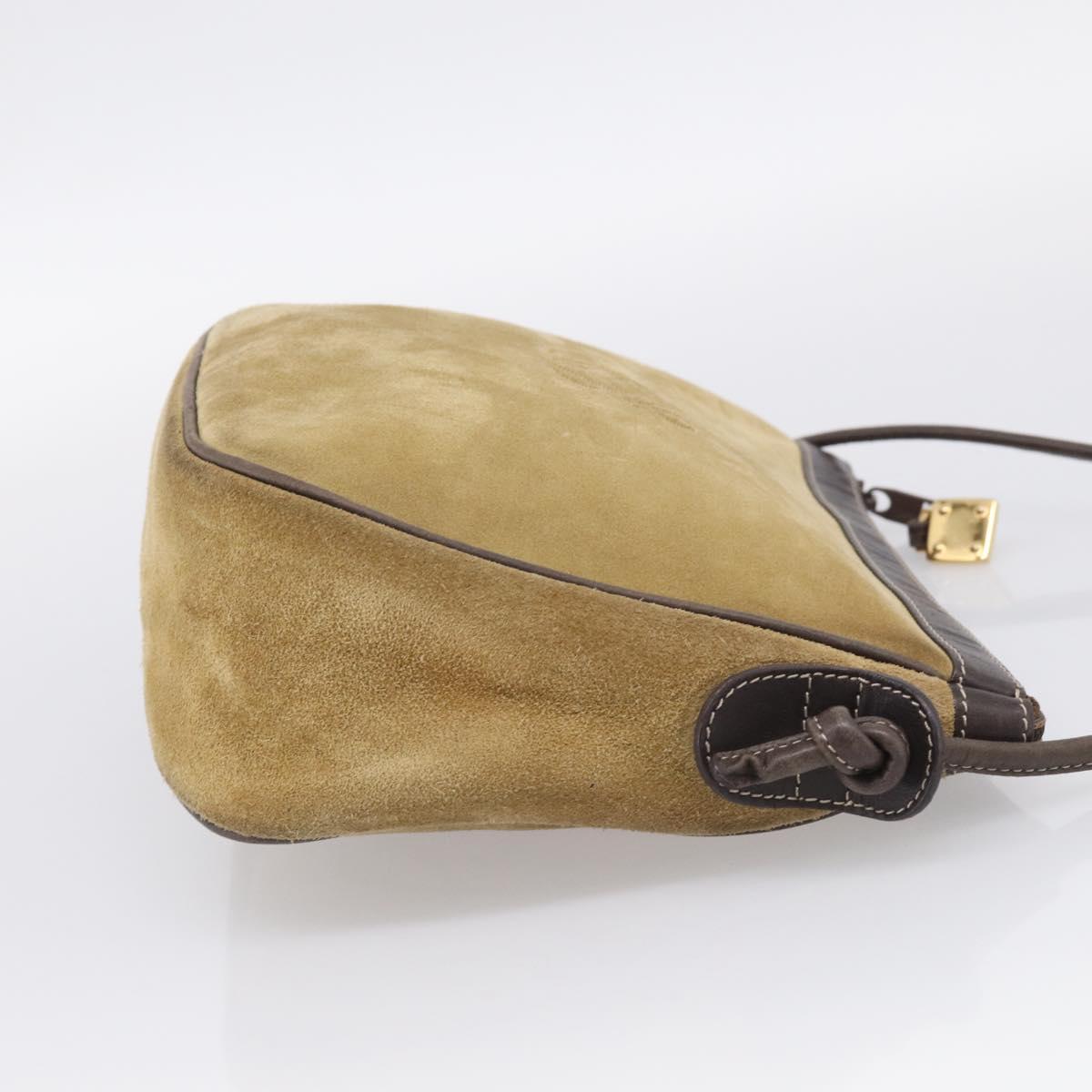LOEWE Shoulder Bag Suede Beige Gold Auth 216298A
