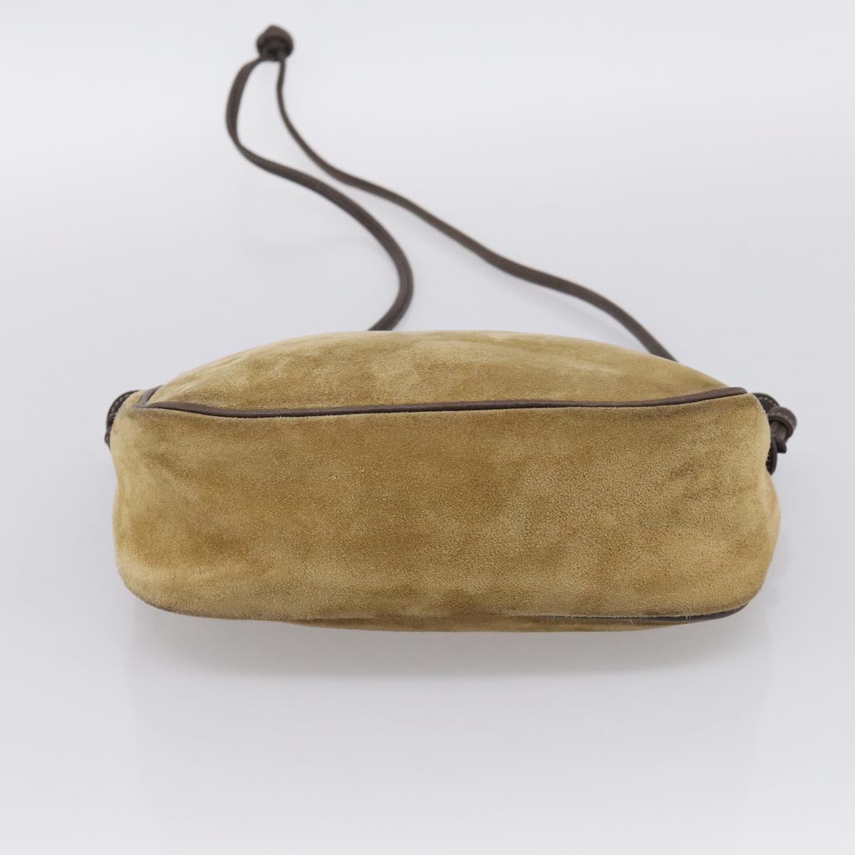 LOEWE Shoulder Bag Suede Beige Gold Auth 216298A