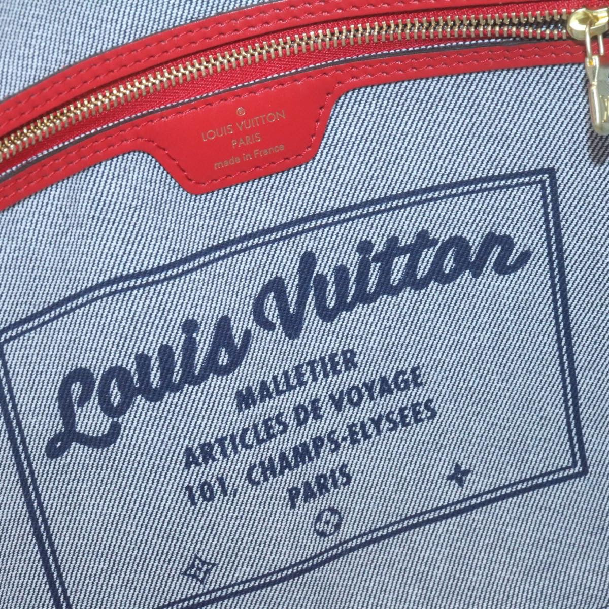 LOUIS VUITTON Monogram Denim Neverfull MM Tote Bag Blue M44981 LV Auth 22325A