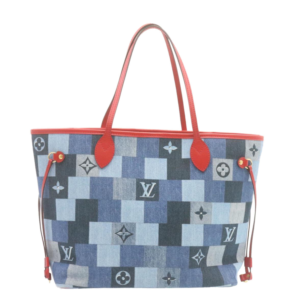 LOUIS VUITTON Monogram Denim Neverfull MM Tote Bag Blue M44981 LV Auth 22325A