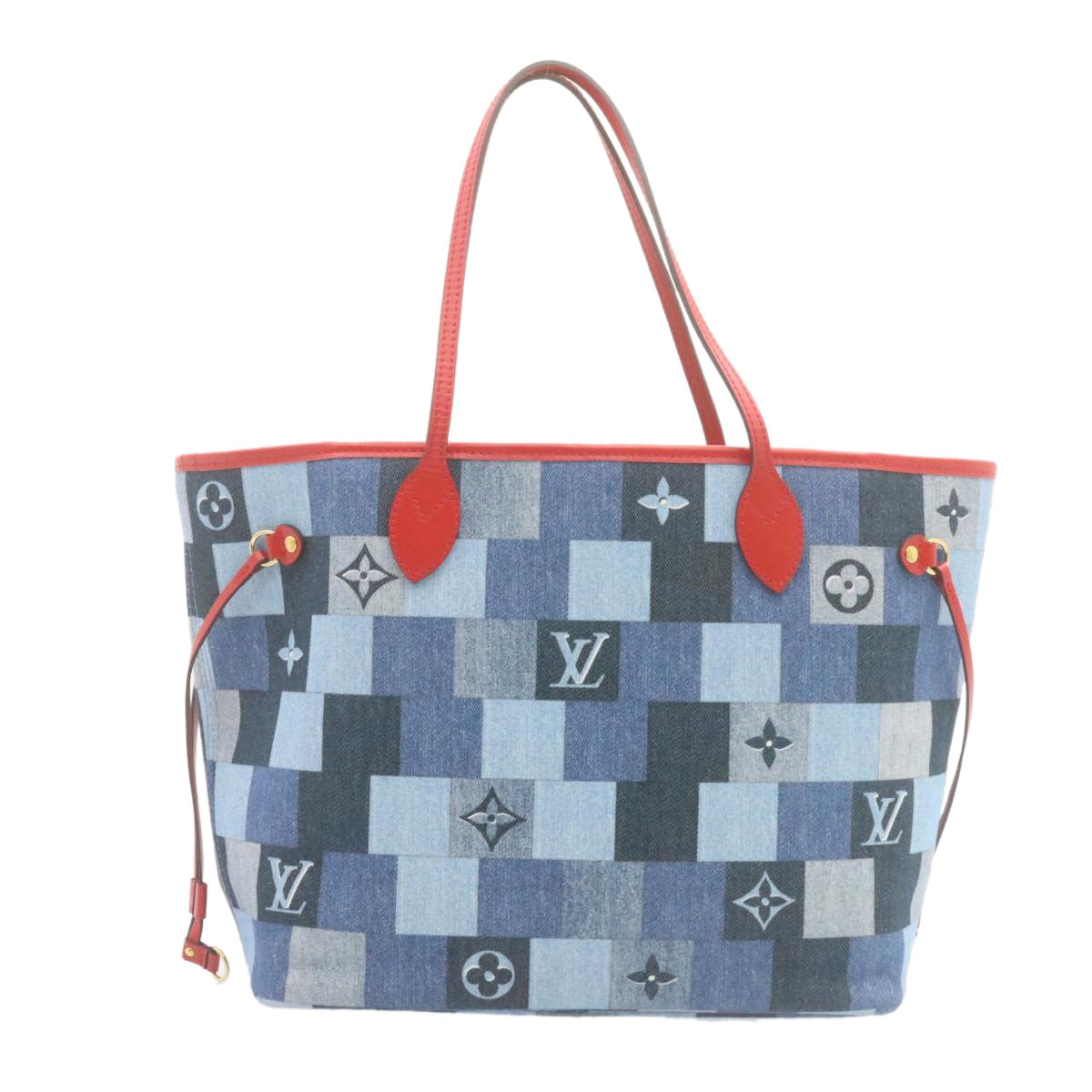 LOUIS VUITTON Monogram Denim Neverfull MM Tote Bag Blue M44981 LV Auth 22325A