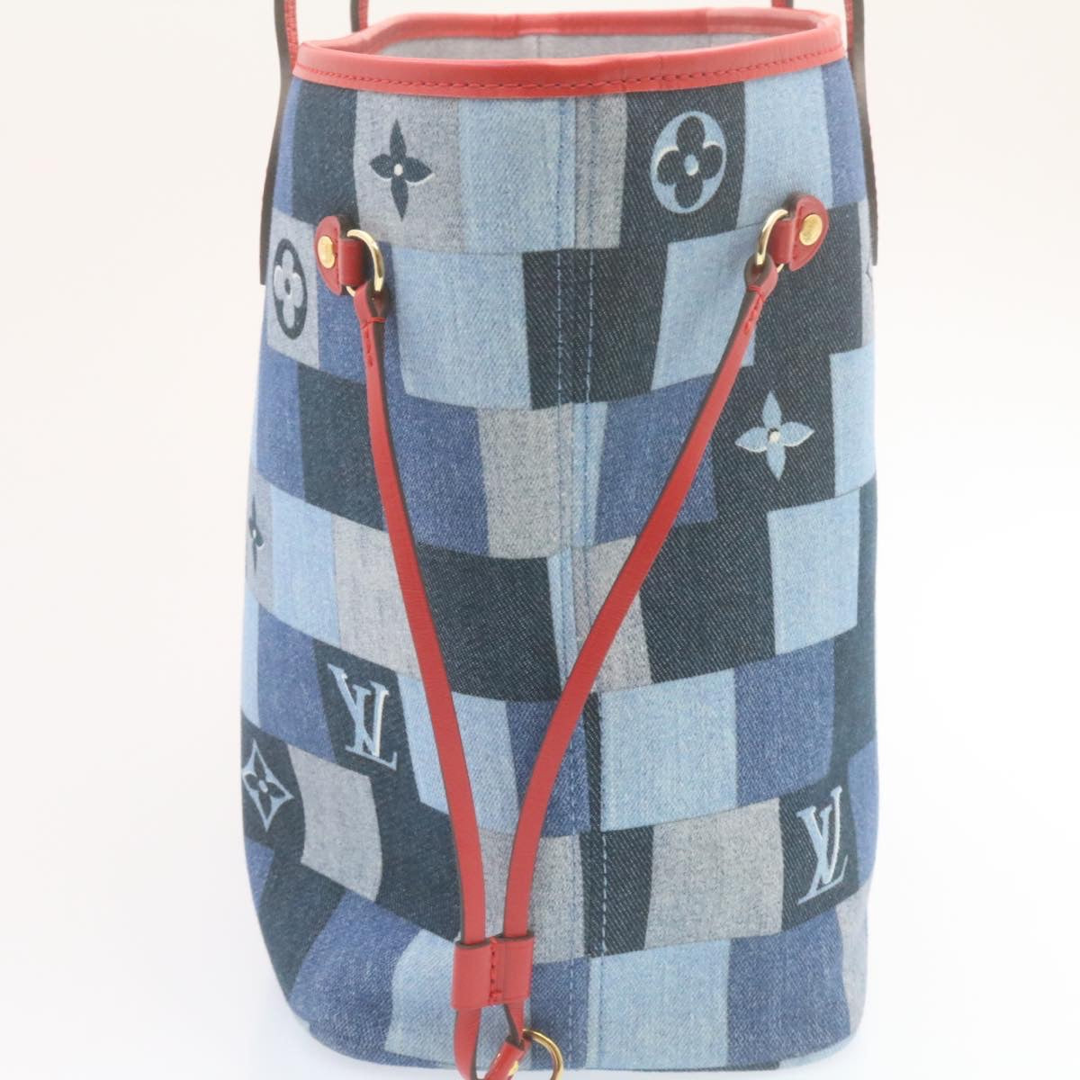 LOUIS VUITTON Monogram Denim Neverfull MM Tote Bag Blue M44981 LV Auth 22325SM