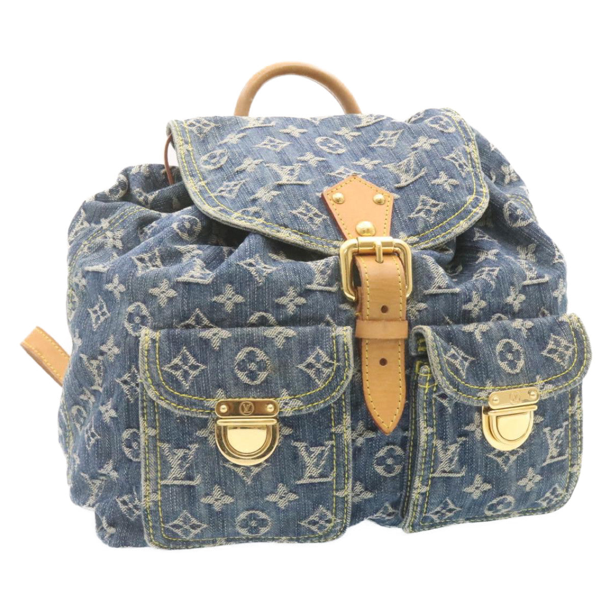 LOUIS VUITTON Monogram Denim Sac A Dos GM Backpack Blue M95056 LV Auth 23330A