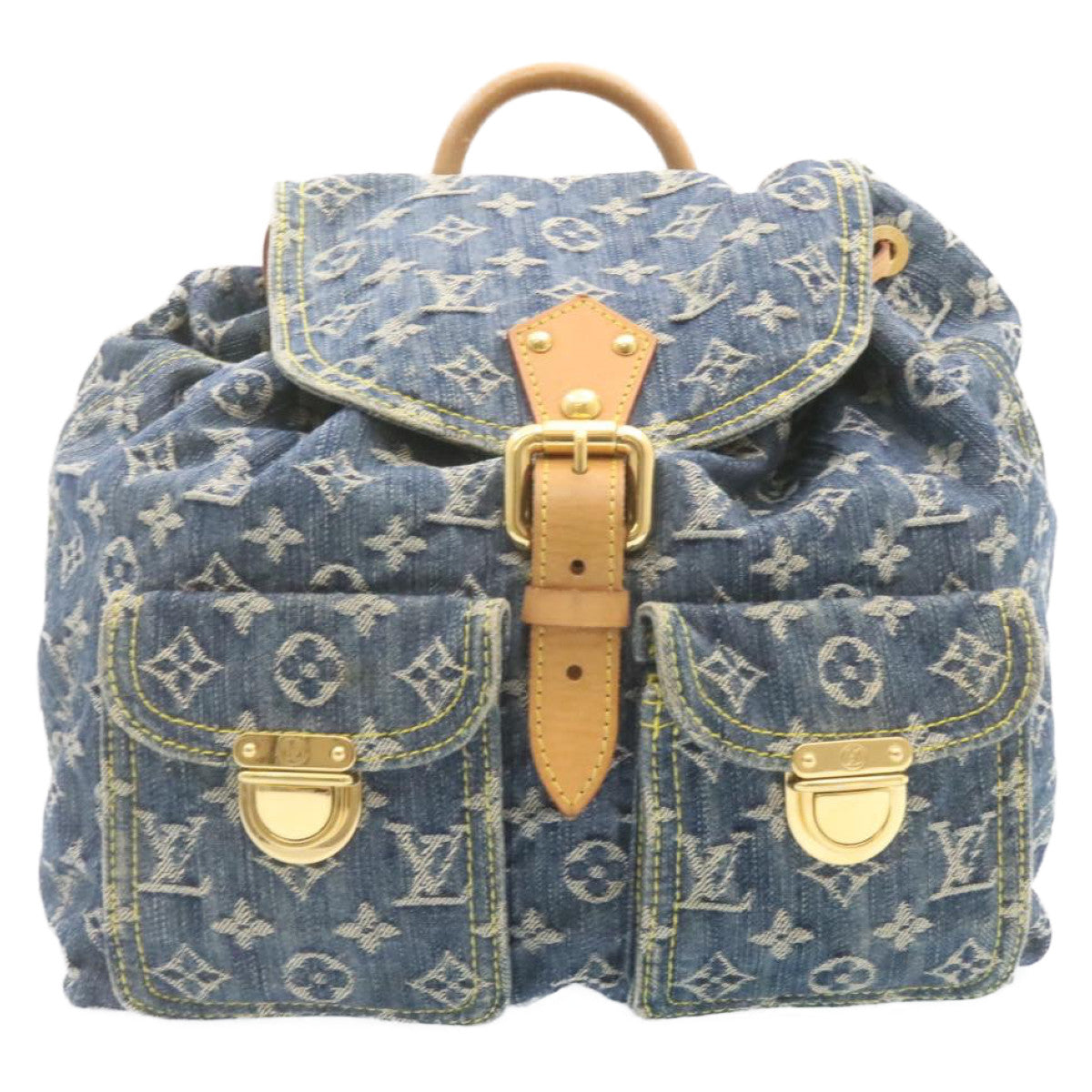 LOUIS VUITTON Monogram Denim Sac A Dos GM Backpack Blue M95056 LV Auth 23330A