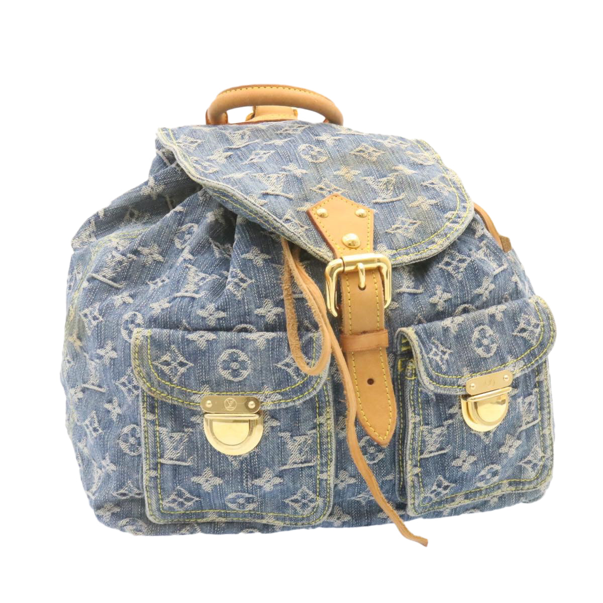 LOUIS VUITTON Monogram Denim Sac a Dos GM Backpack Blue M95056 LV Auth 23405