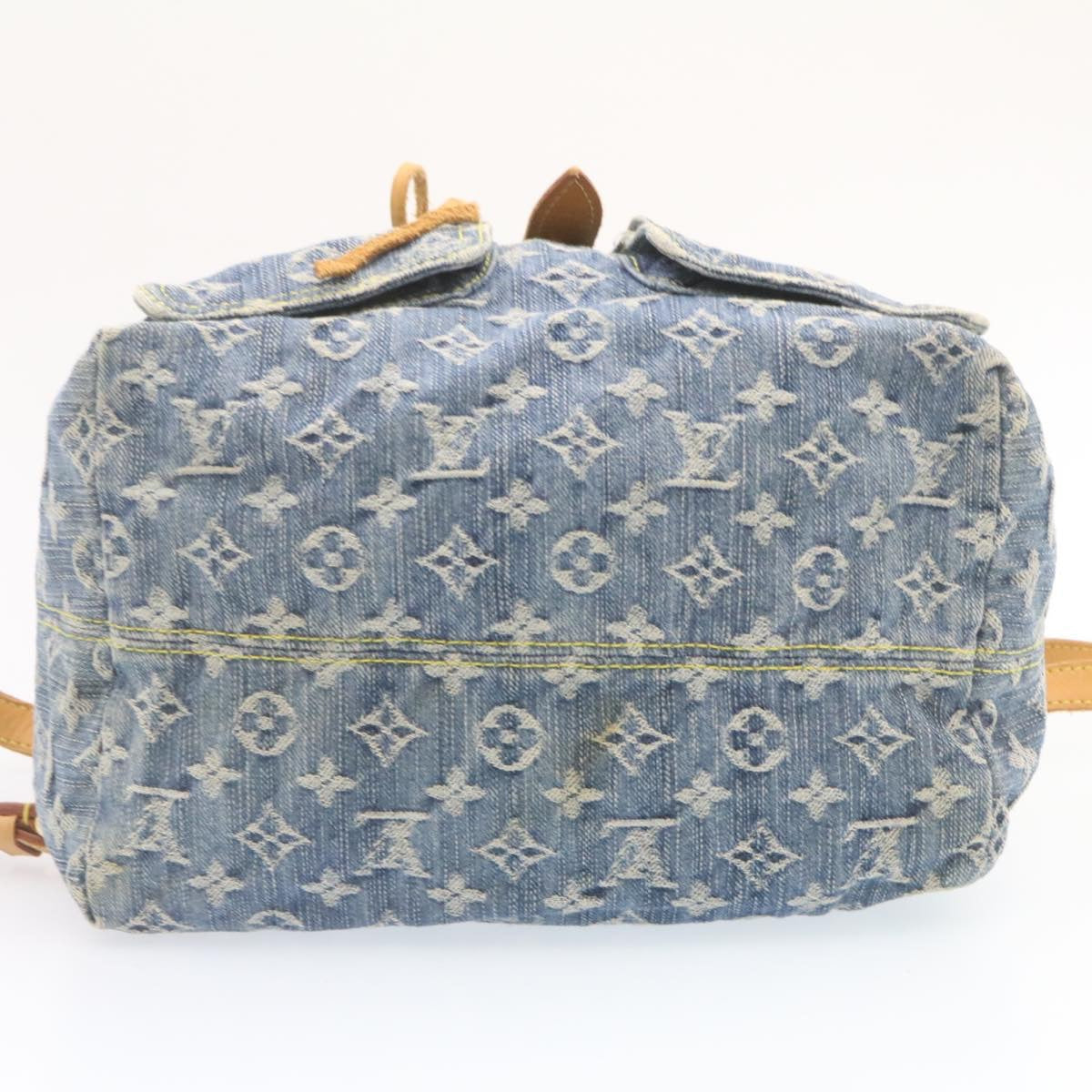 LOUIS VUITTON Monogram Denim Sac a Dos GM Backpack Blue M95056 LV Auth 23405