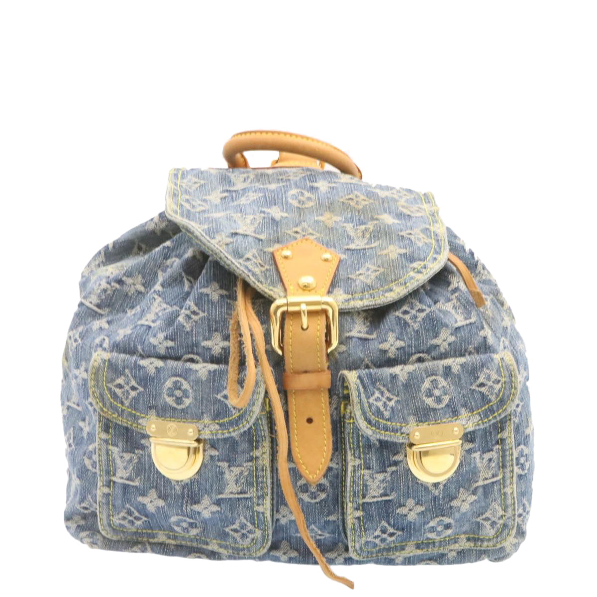 LOUIS VUITTON Monogram Denim Sac a Dos GM Backpack Blue M95056 LV Auth 23405