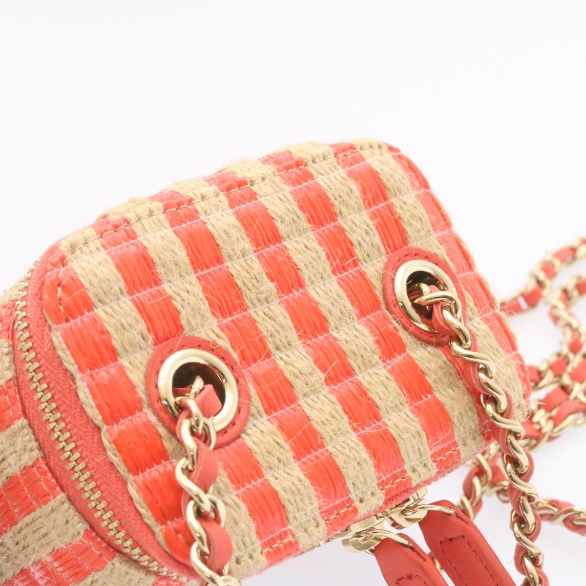 CHANEL Vanity Chain Shoulder Pouch Hemp Pink CC Auth knn023