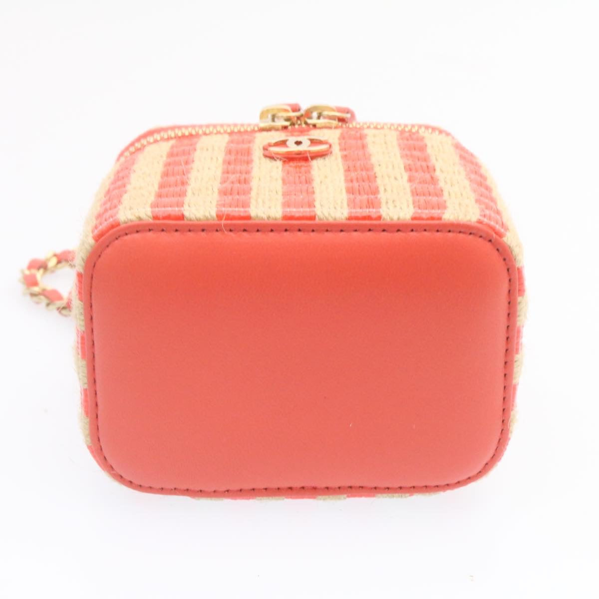 CHANEL Vanity Chain Shoulder Pouch Hemp Pink CC Auth knn023