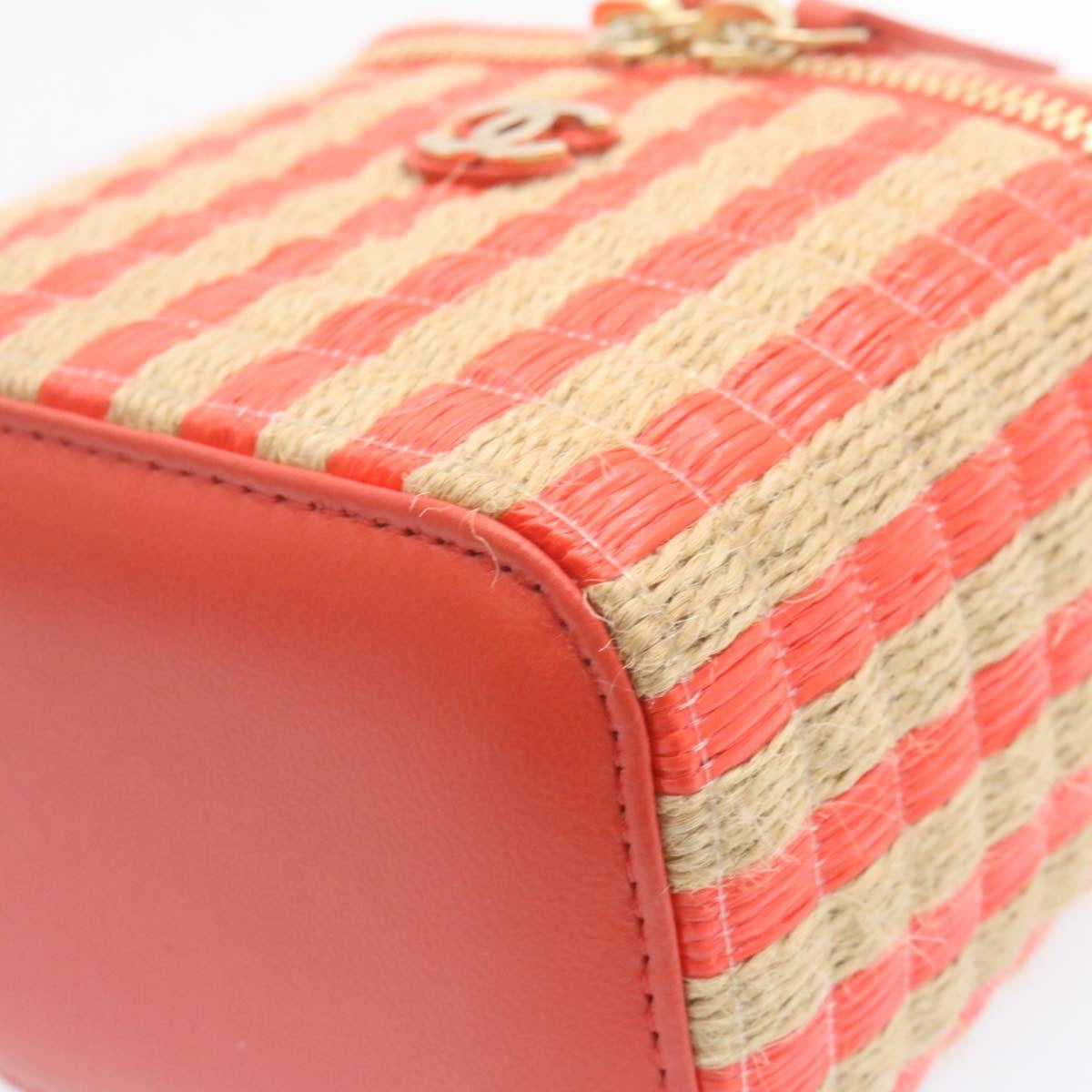 CHANEL Vanity Chain Shoulder Pouch Hemp Pink CC Auth knn023