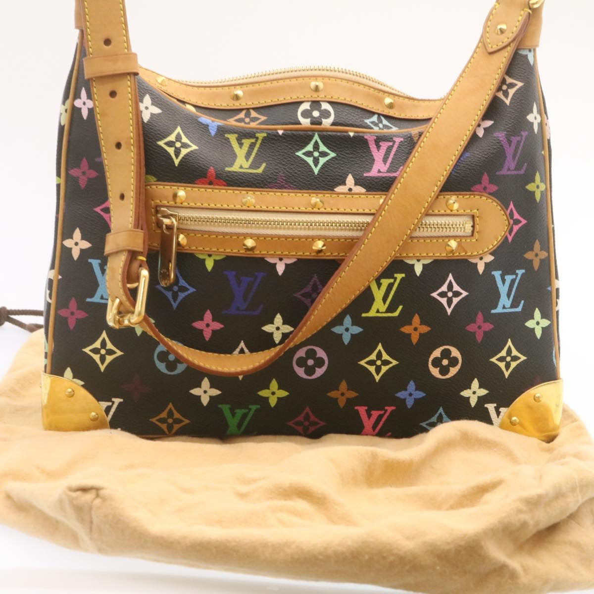 LOUIS VUITTON Monogram Multicolor Boulogne Shoulder Bag Black M92638 Auth 23547A