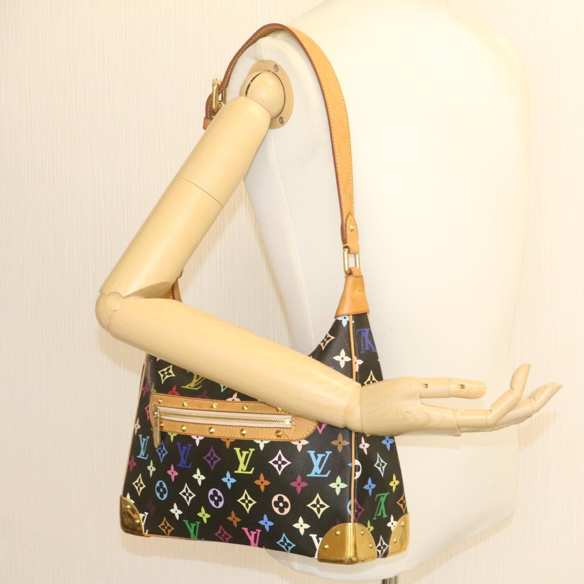 LOUIS VUITTON Monogram Multicolor Boulogne Shoulder Bag Black M92638 Auth 23547A