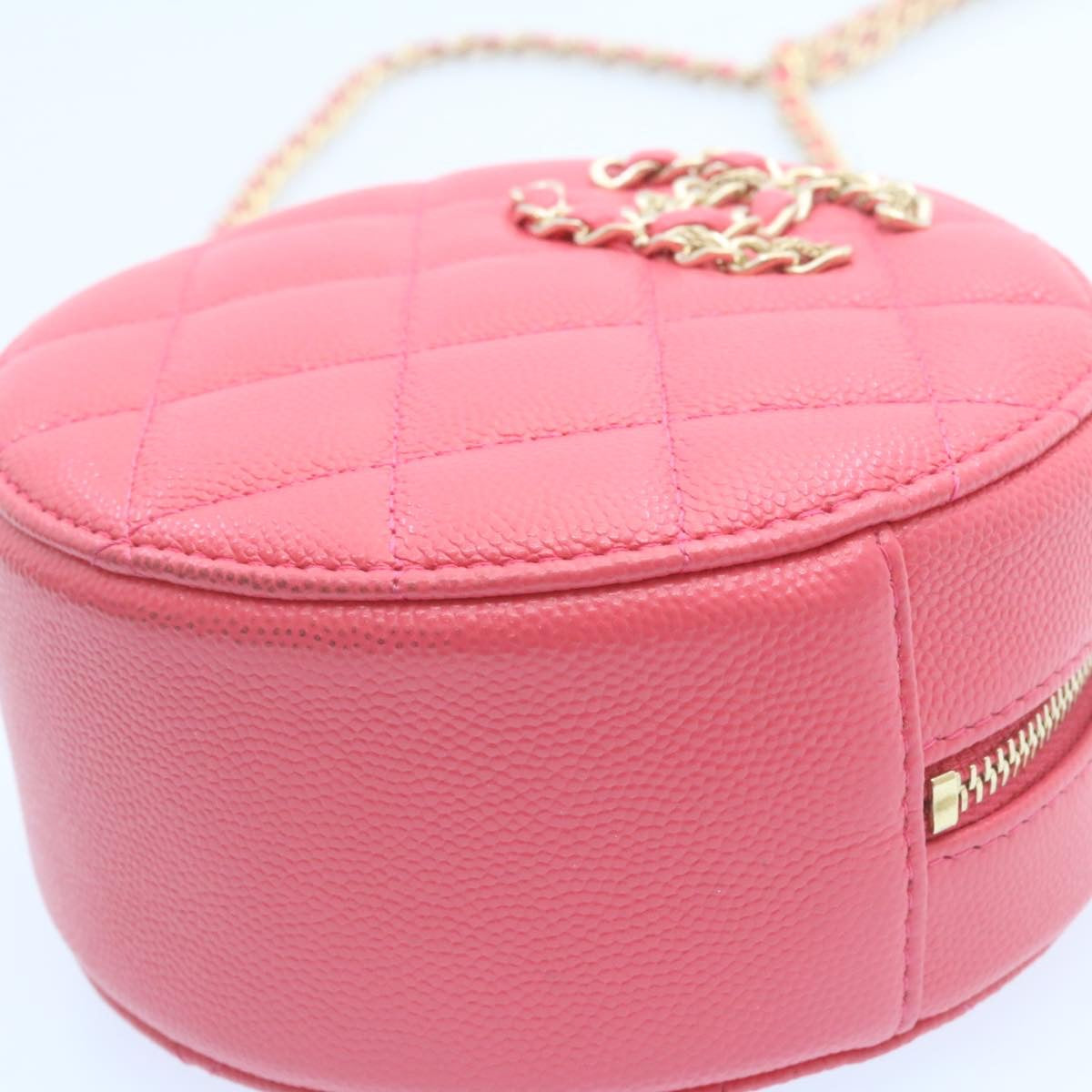 CHANEL Matelasse Caviar Skin Chain Shoulder Bag Pink CC Auth 23651A