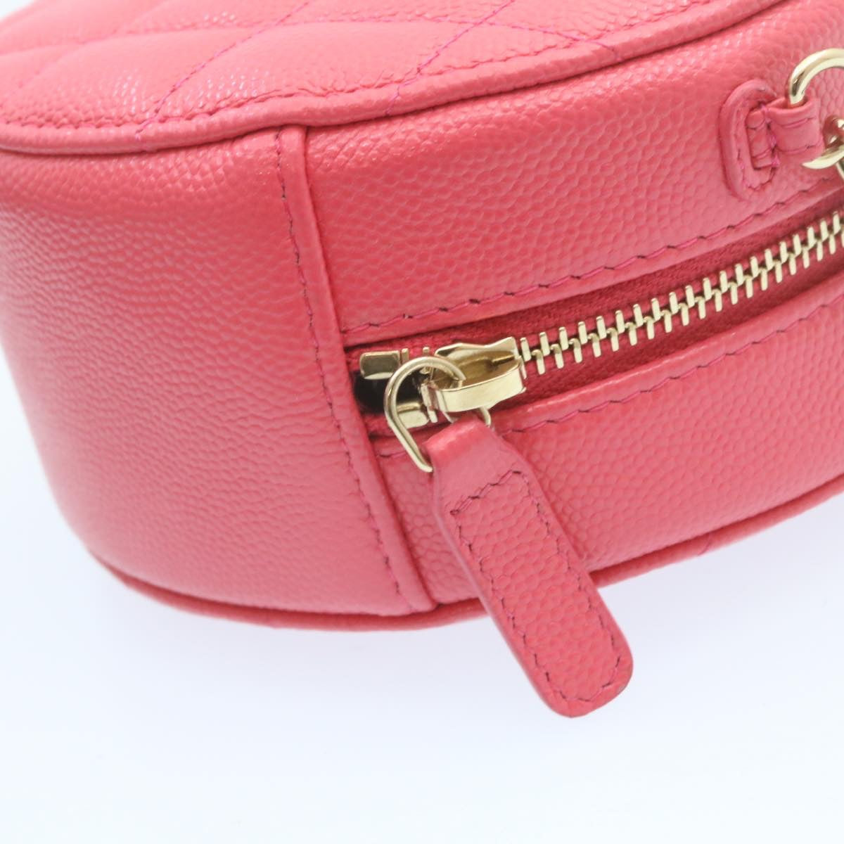 CHANEL Matelasse Caviar Skin Chain Shoulder Bag Pink CC Auth 23651A