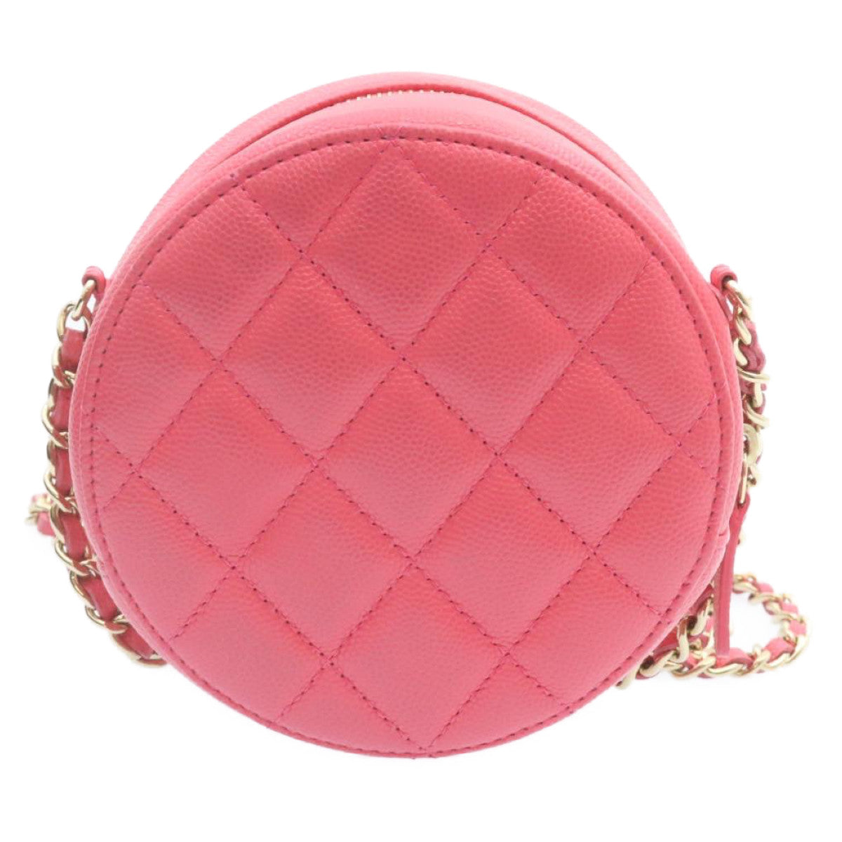 CHANEL Matelasse Caviar Skin Chain Shoulder Bag Pink CC Auth 23651A