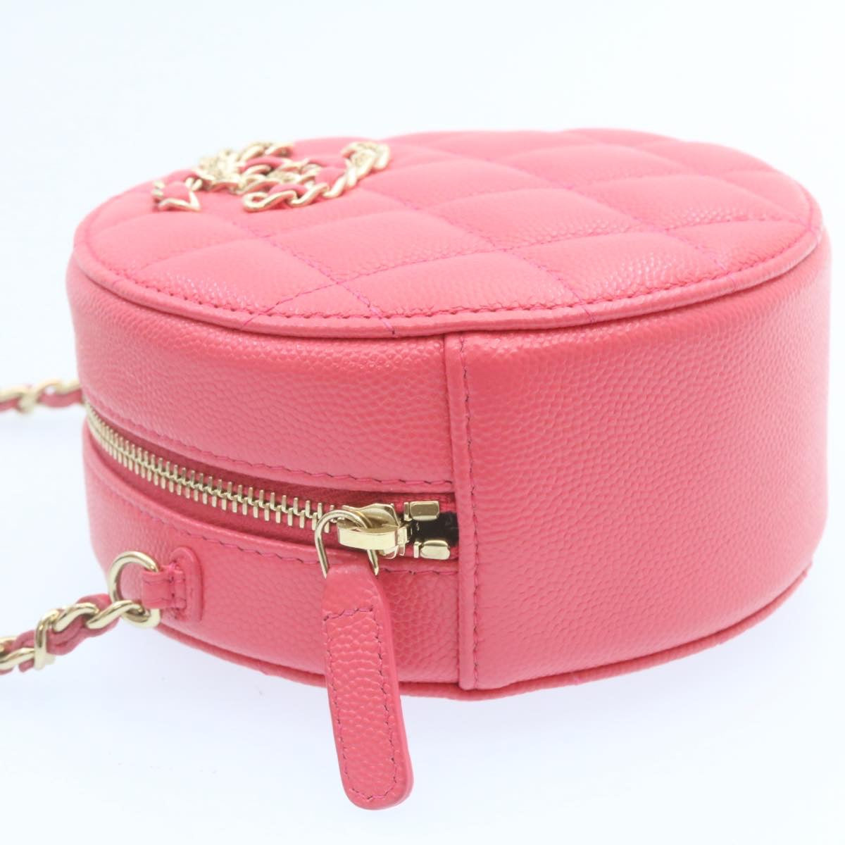 CHANEL Matelasse Caviar Skin Chain Shoulder Bag Pink CC Auth 23651A