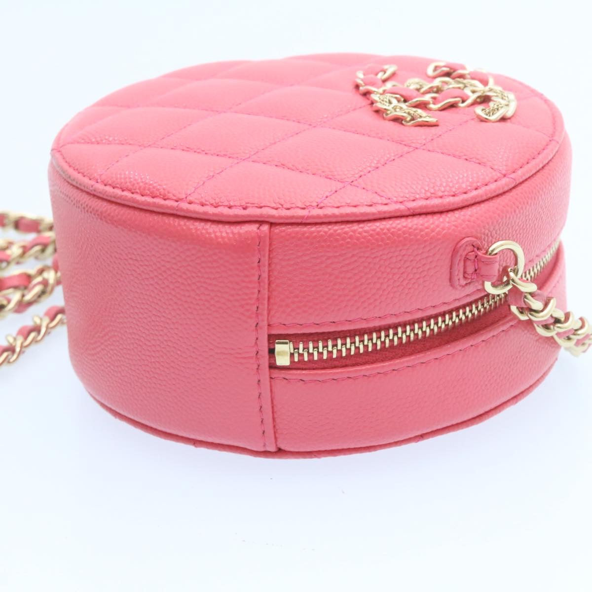 CHANEL Matelasse Caviar Skin Chain Shoulder Bag Pink CC Auth 23651A