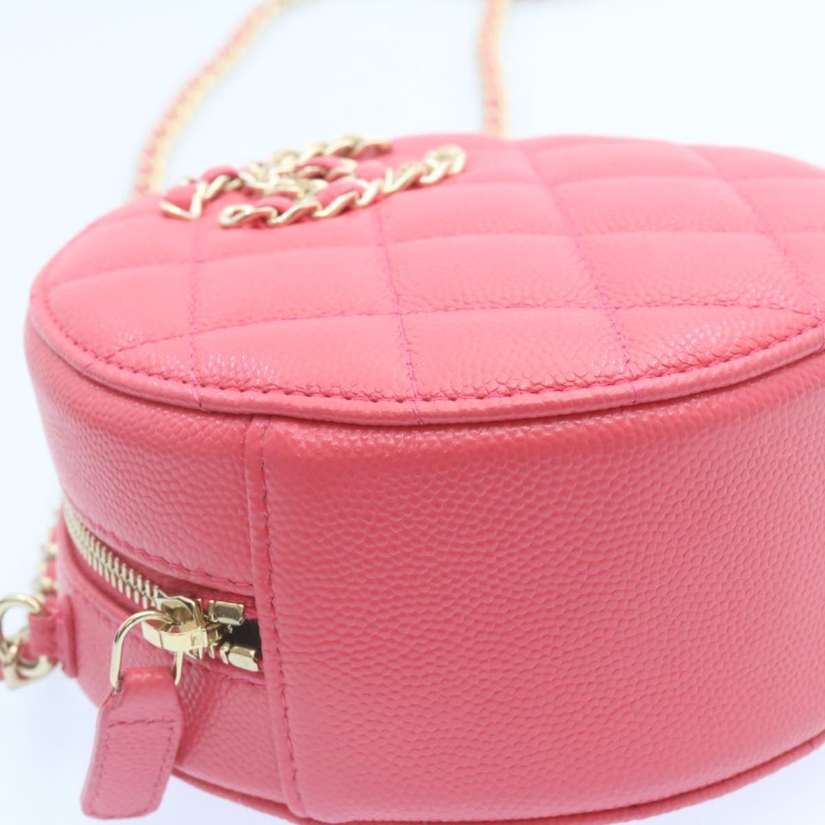 CHANEL Matelasse Caviar Skin Chain Shoulder Bag Pink CC Auth 23651A