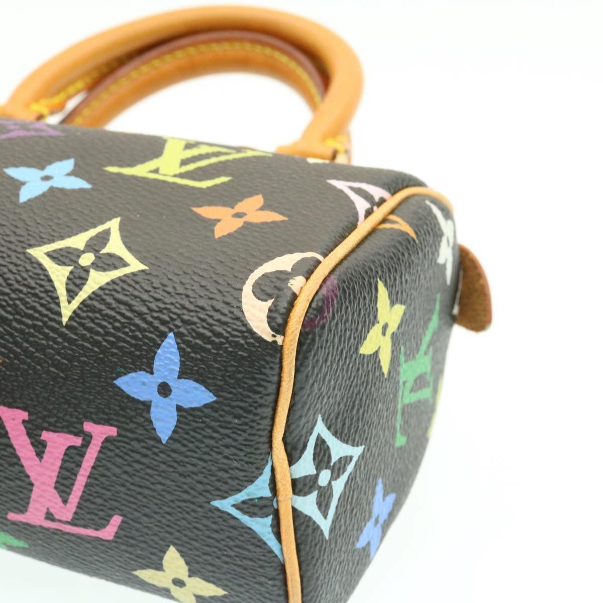 LOUIS VUITTON Monogram Multicolor Mini Speedy Hand Bag Black M92644 Auth knn048
