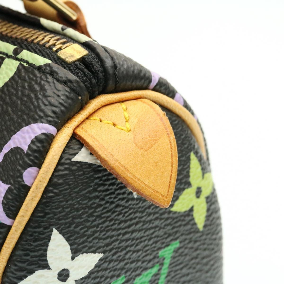 LOUIS VUITTON Monogram Multicolor Mini Speedy Hand Bag Black M92644 Auth knn048