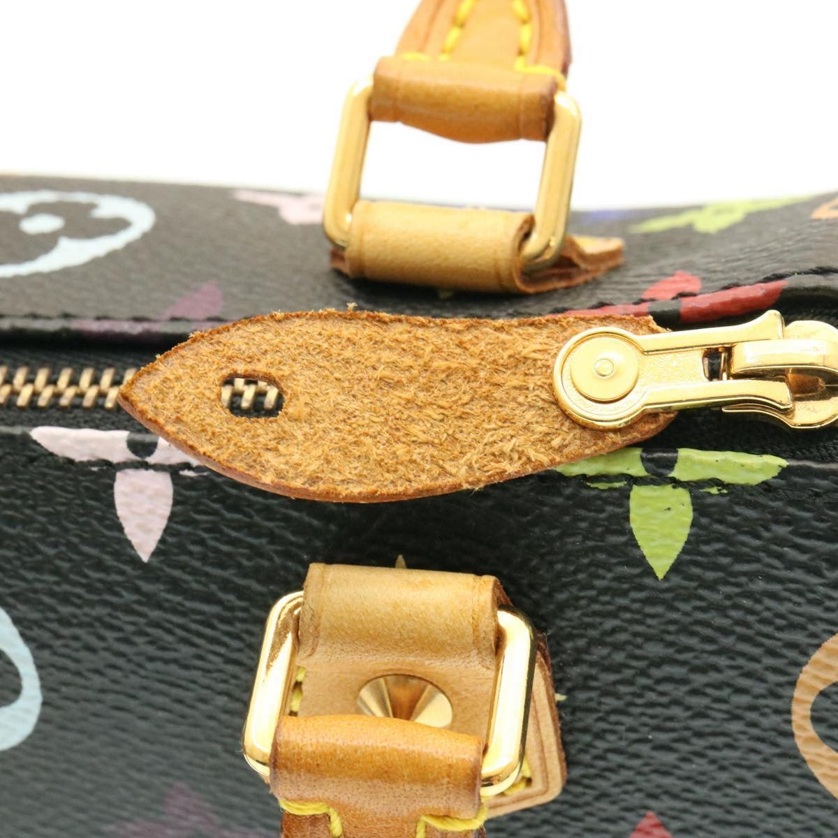LOUIS VUITTON Monogram Multicolor Mini Speedy Hand Bag Black M92644 Auth knn048