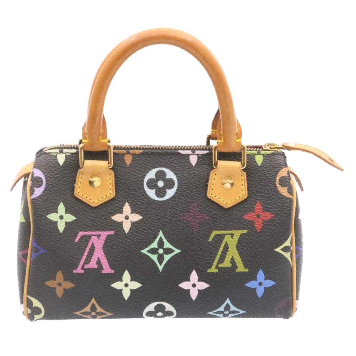 LOUIS VUITTON Monogram Multicolor Mini Speedy Hand Bag Black M92644 Auth knn048
