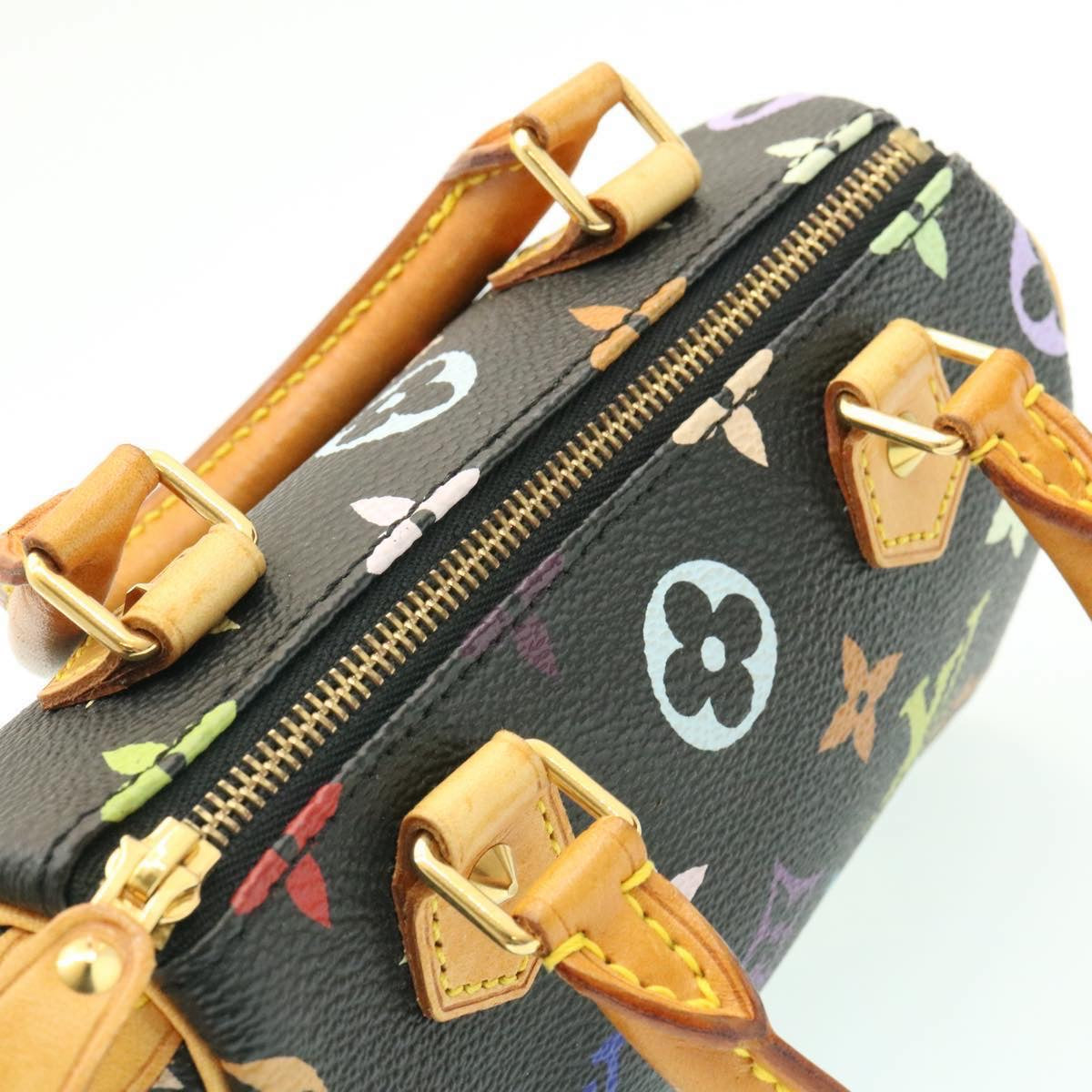 LOUIS VUITTON Monogram Multicolor Mini Speedy Hand Bag Black M92644 Auth knn048