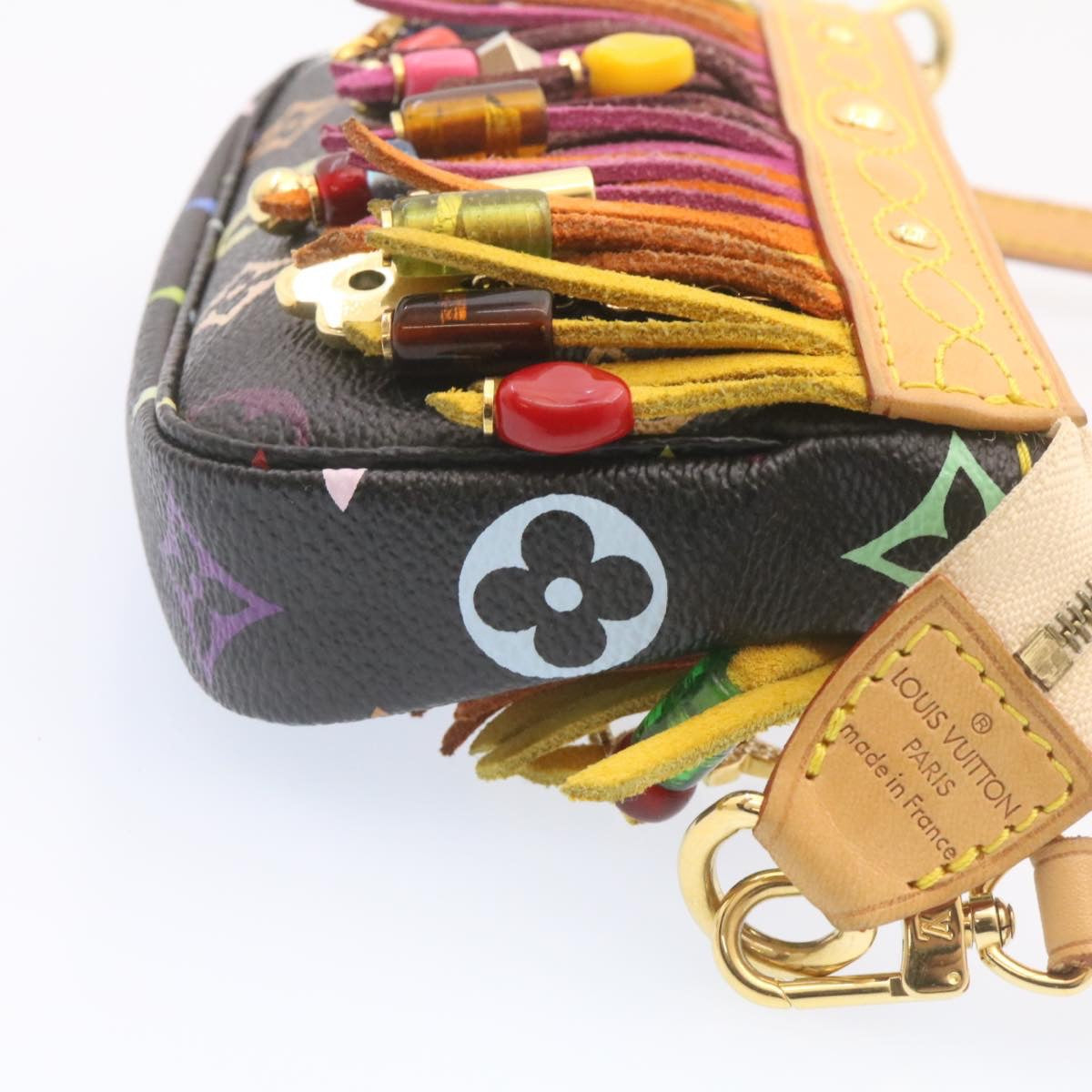 LOUIS VUITTON Monogram Multicolor Bucket Frange ToteBag Black M40110 Auth 25649S