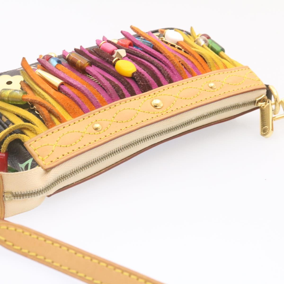 LOUIS VUITTON Monogram Multicolor Bucket Frange ToteBag Black M40110 Auth 25649S