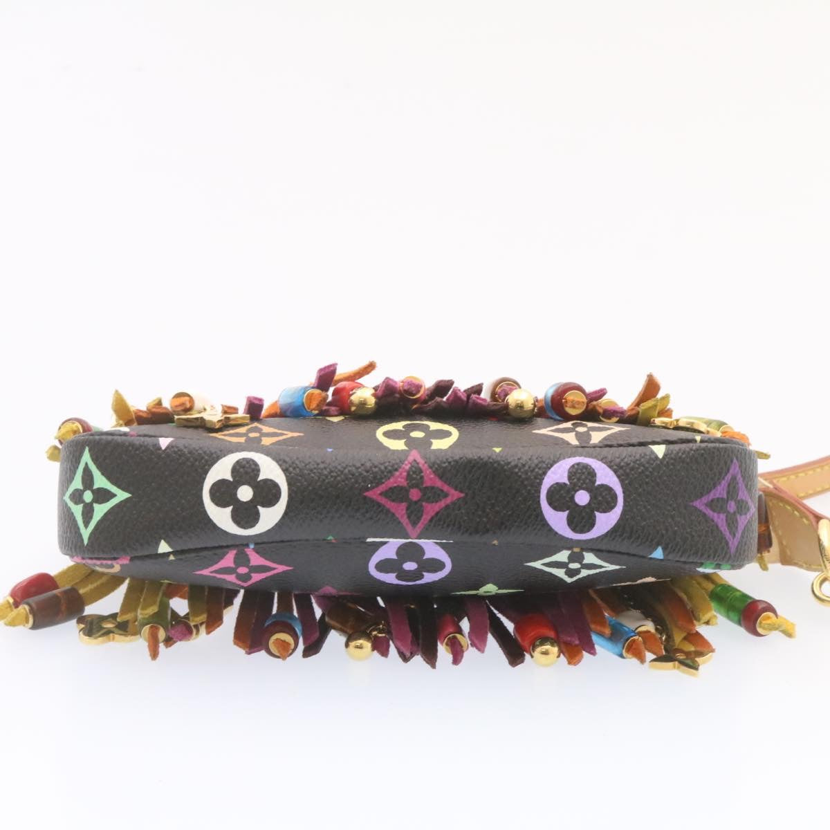 LOUIS VUITTON Monogram Multicolor Bucket Frange ToteBag Black M40110 Auth 25649S