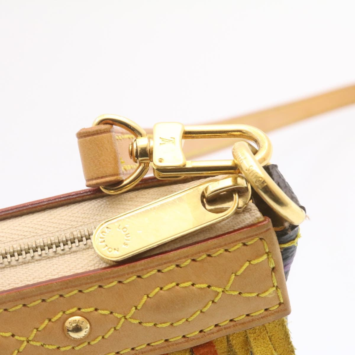 LOUIS VUITTON Monogram Multicolor Bucket Frange ToteBag Black M40110 Auth 25649S