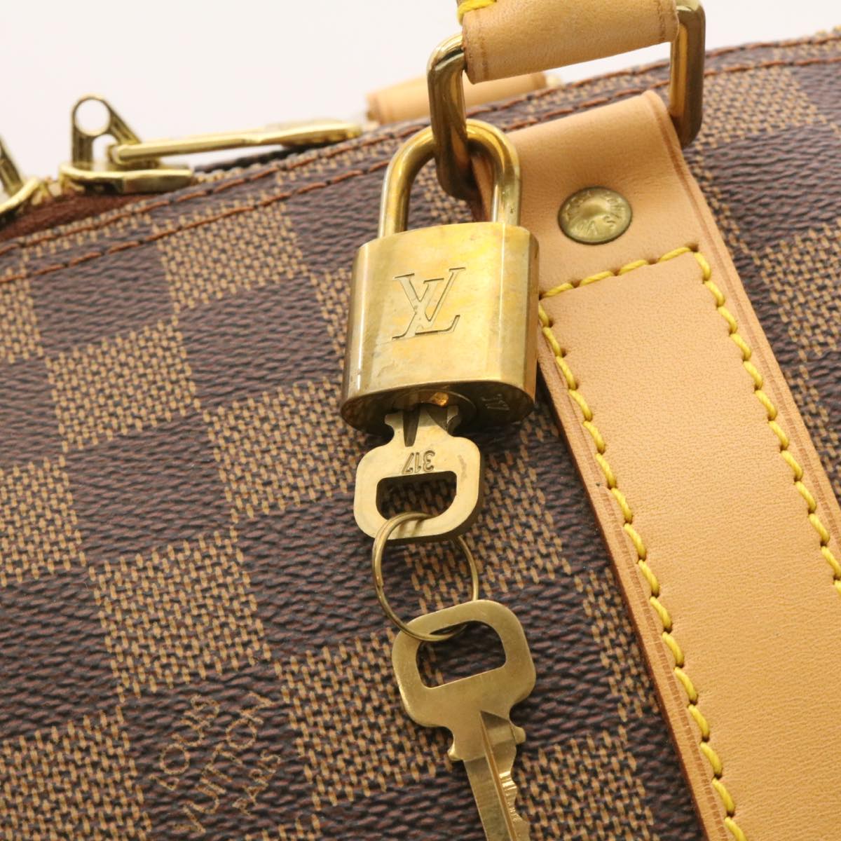LOUIS VUITTON Damier Ebene Keepall 45 Boston Bag LV Auth 26495S
