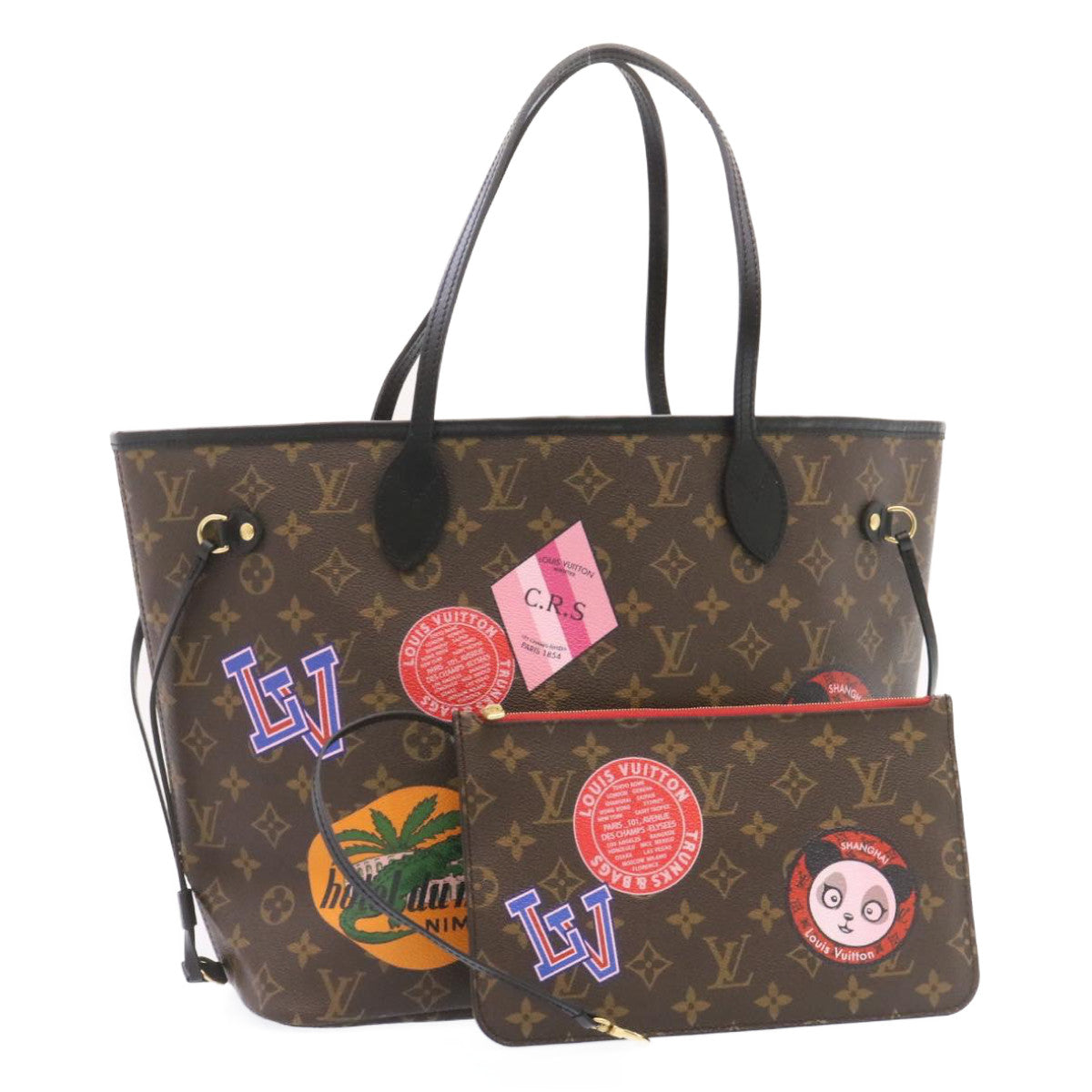 LOUIS VUITTON Monogram World Tour Neverfull MM Tote Bag M42844 LV Auth 26563A