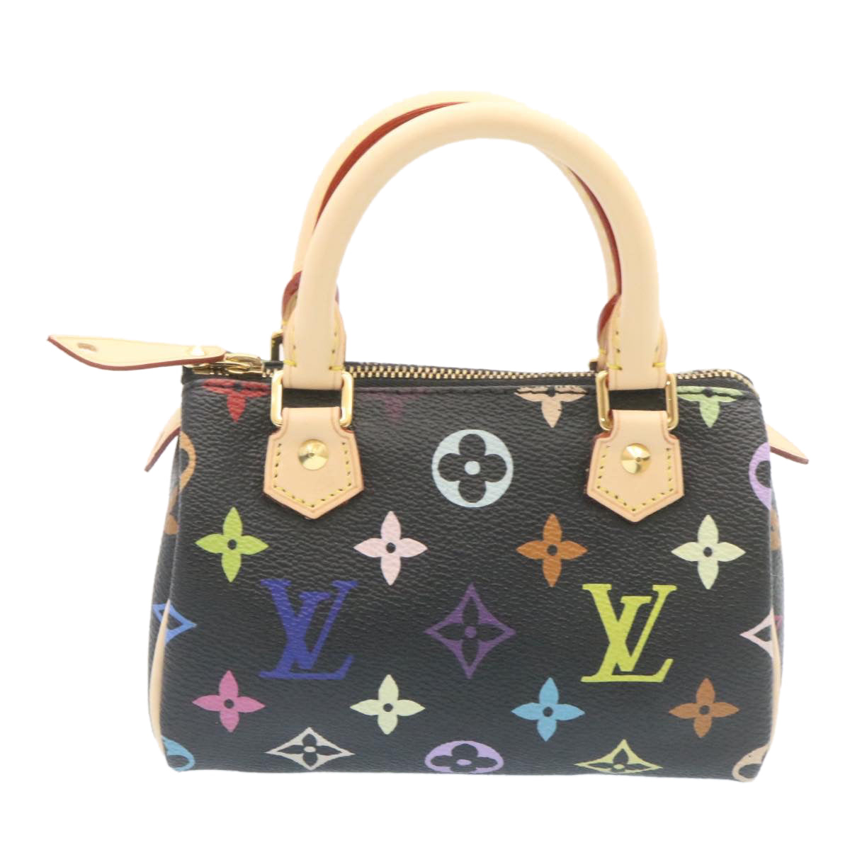 LOUIS VUITTON Monogram Multicolor Mini Speedy Hand Bag Black M92644 Auth 26986SM