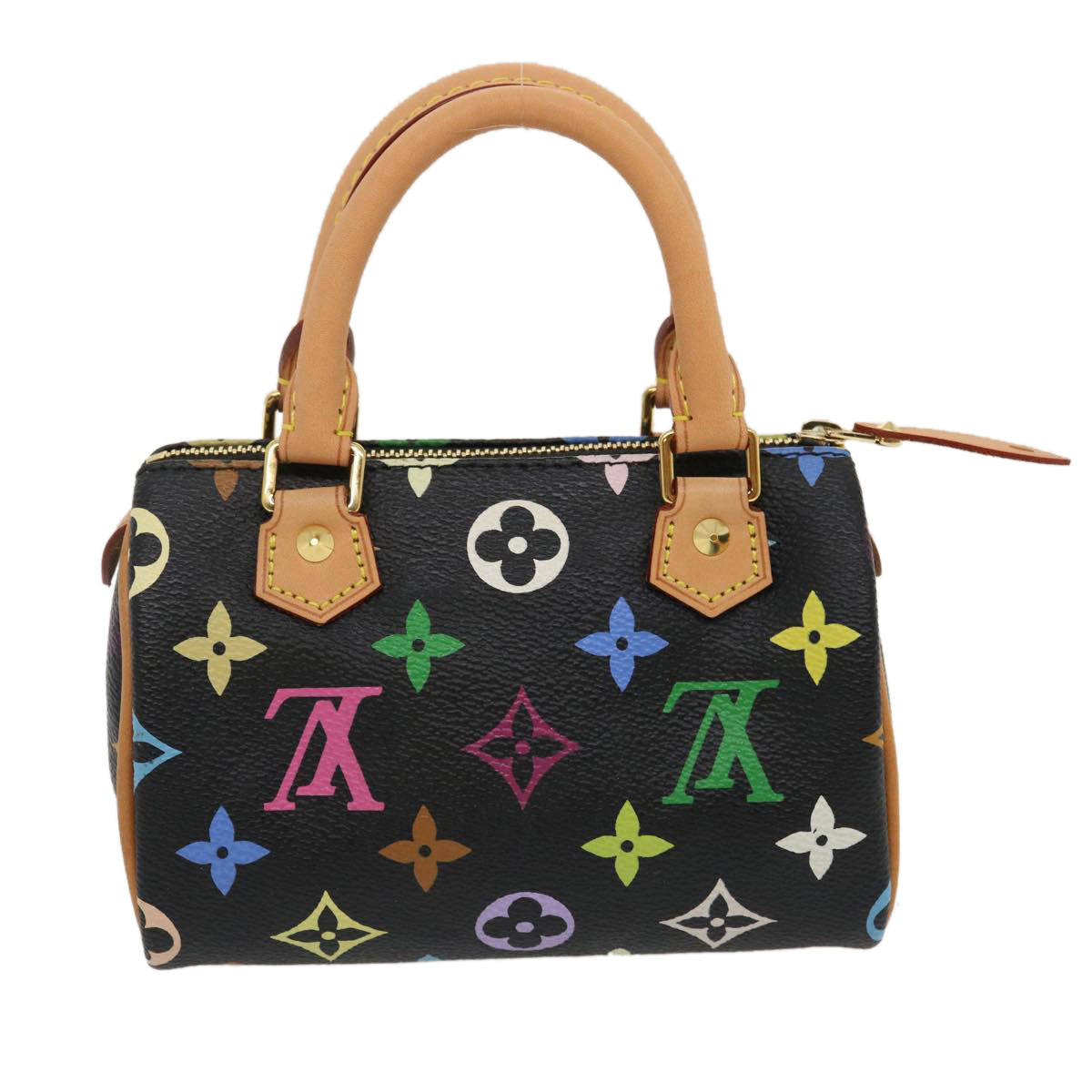 LOUIS VUITTON Monogram Multicolor Mini Speedy Hand Bag Black M92644 Auth 27252A