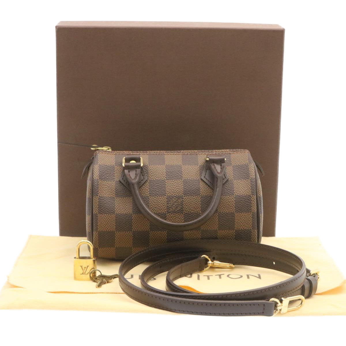 LOUIS VUITTON Damier Ebene Mini Speedy Hand Bag M41534 LV Auth 27265A