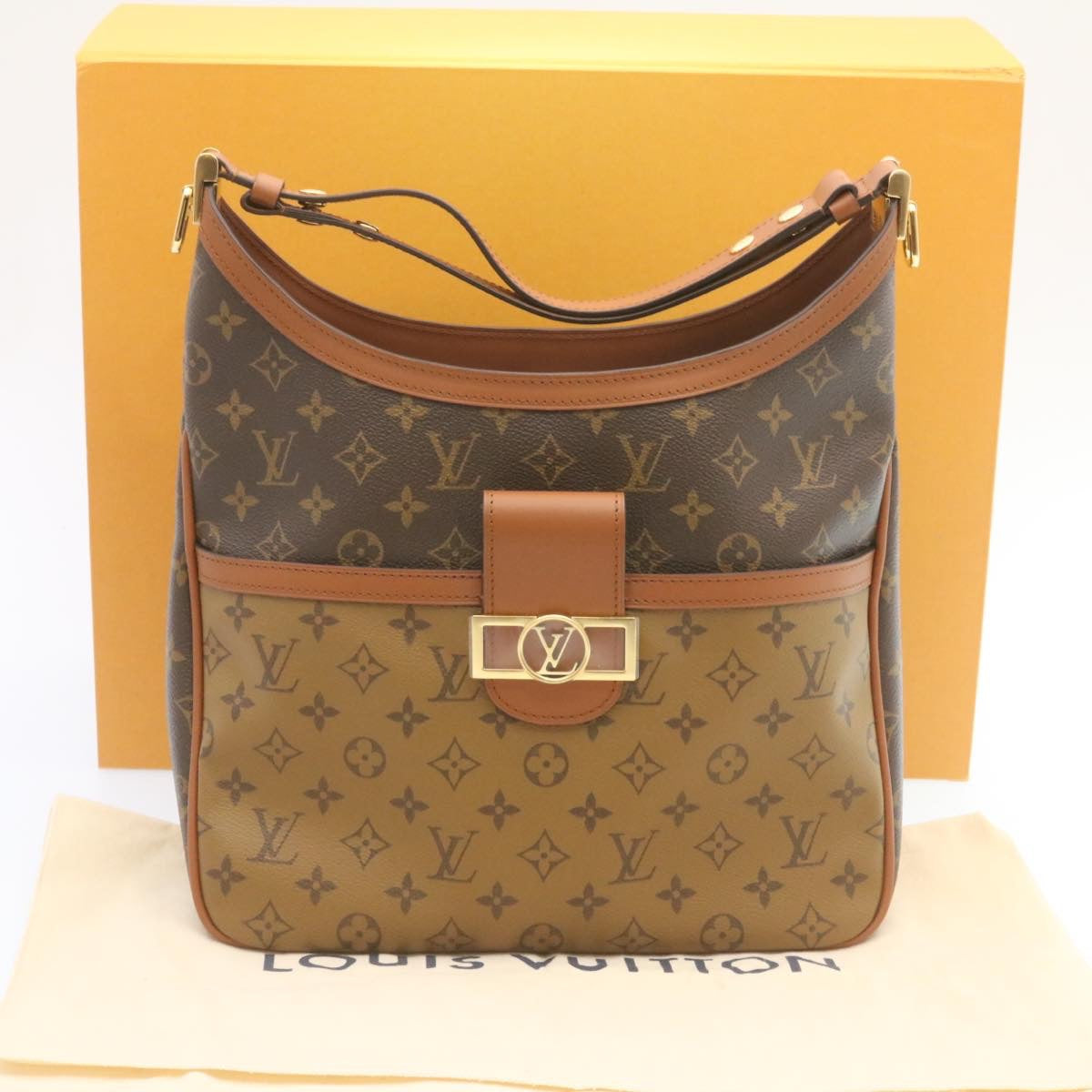 LOUIS VUITTON Monogram reverse Hobo Dauphine PM Shoulder Bag M45194 Auth 27624A