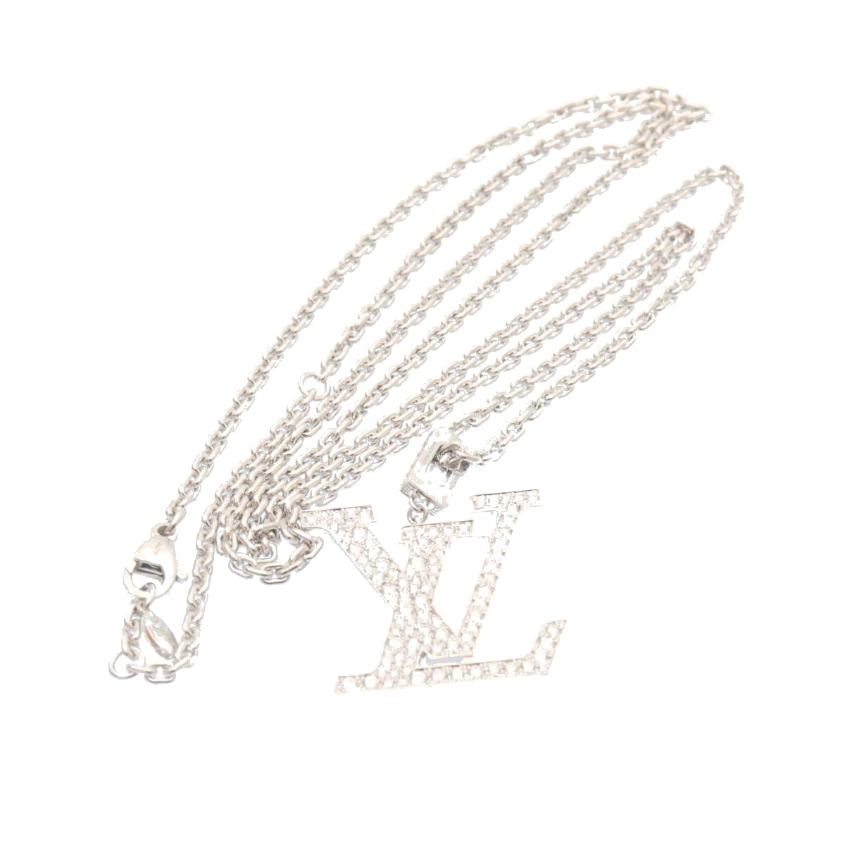 LOUIS VUITTON Pandantif LV XL Necklace White Gold Diamond Q93821 Auth 27695A