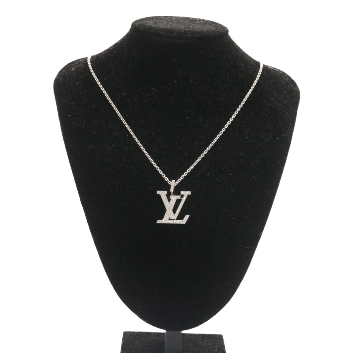 LOUIS VUITTON Pandantif LV XL Necklace White Gold Diamond Q93821 Auth 27695A