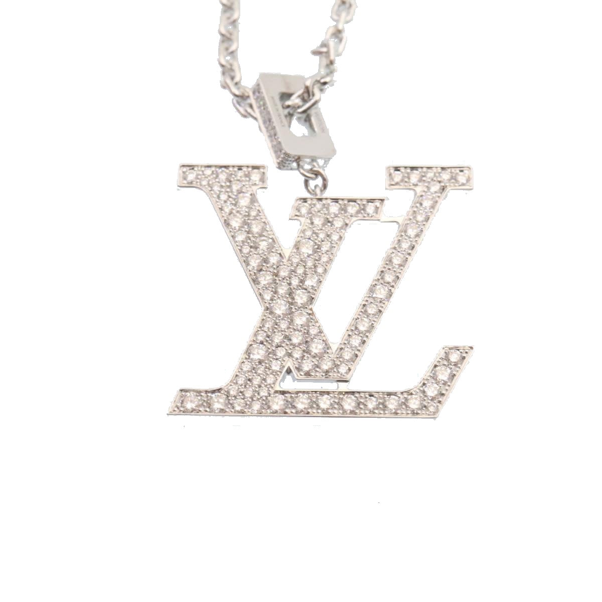 LOUIS VUITTON Pandantif LV XL Necklace White Gold Diamond Q93821 Auth 27695A