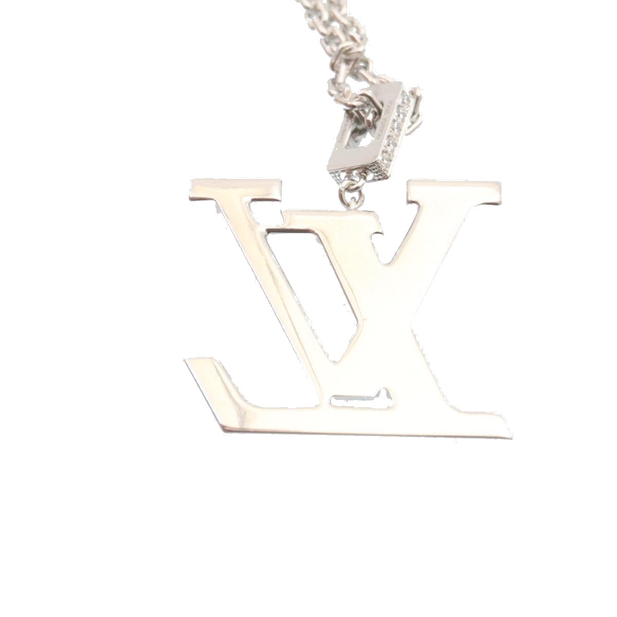 LOUIS VUITTON Pandantif LV XL Necklace White Gold Diamond Q93821 Auth 27695A