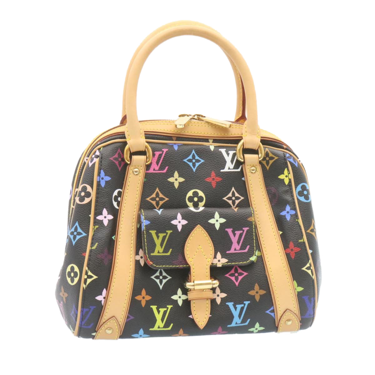 LOUIS VUITTON Monogram Multicolor Priscilla Hand Bag Black M40097 LV Auth 27844A