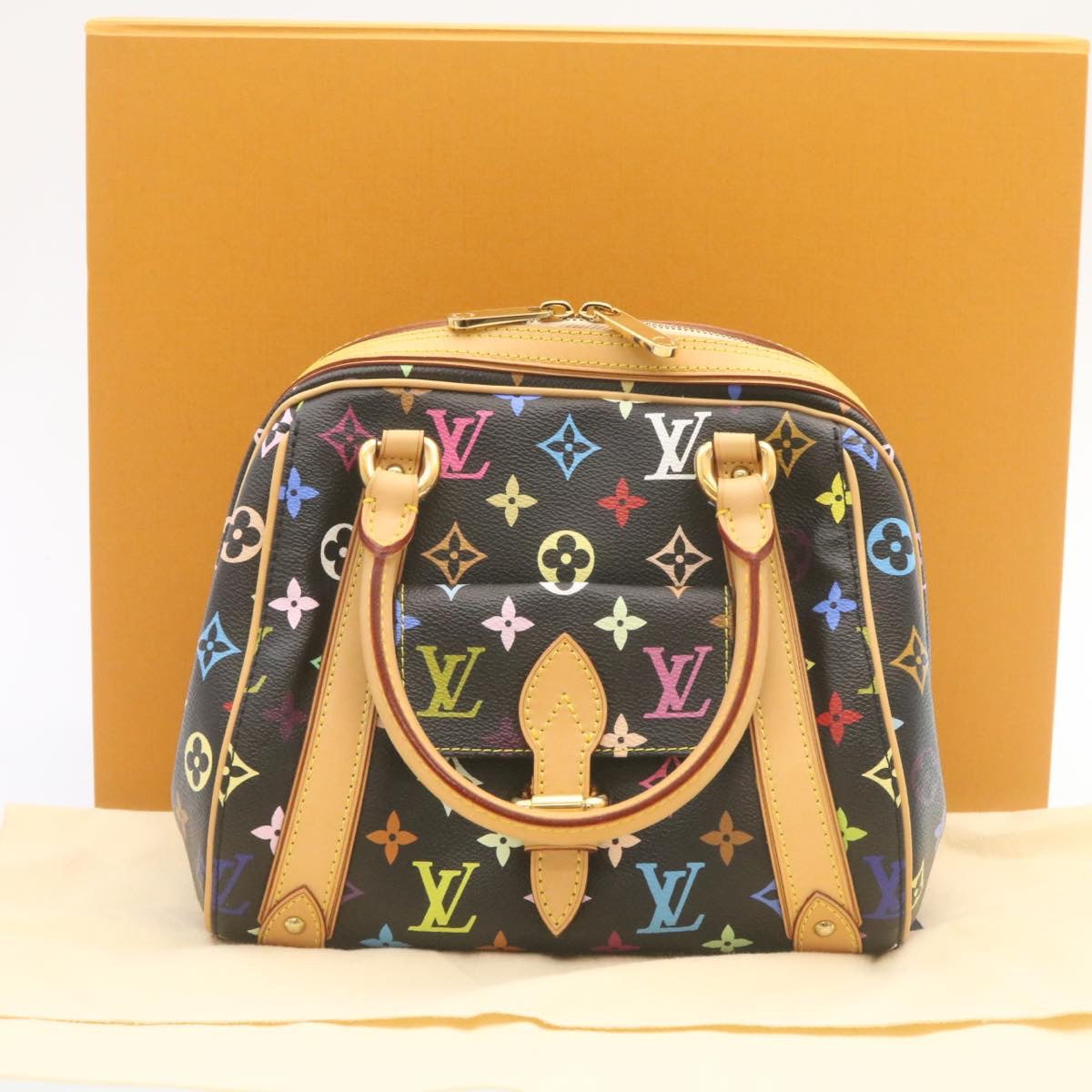 LOUIS VUITTON Monogram Multicolor Priscilla Hand Bag Black M40097 LV Auth 27844A