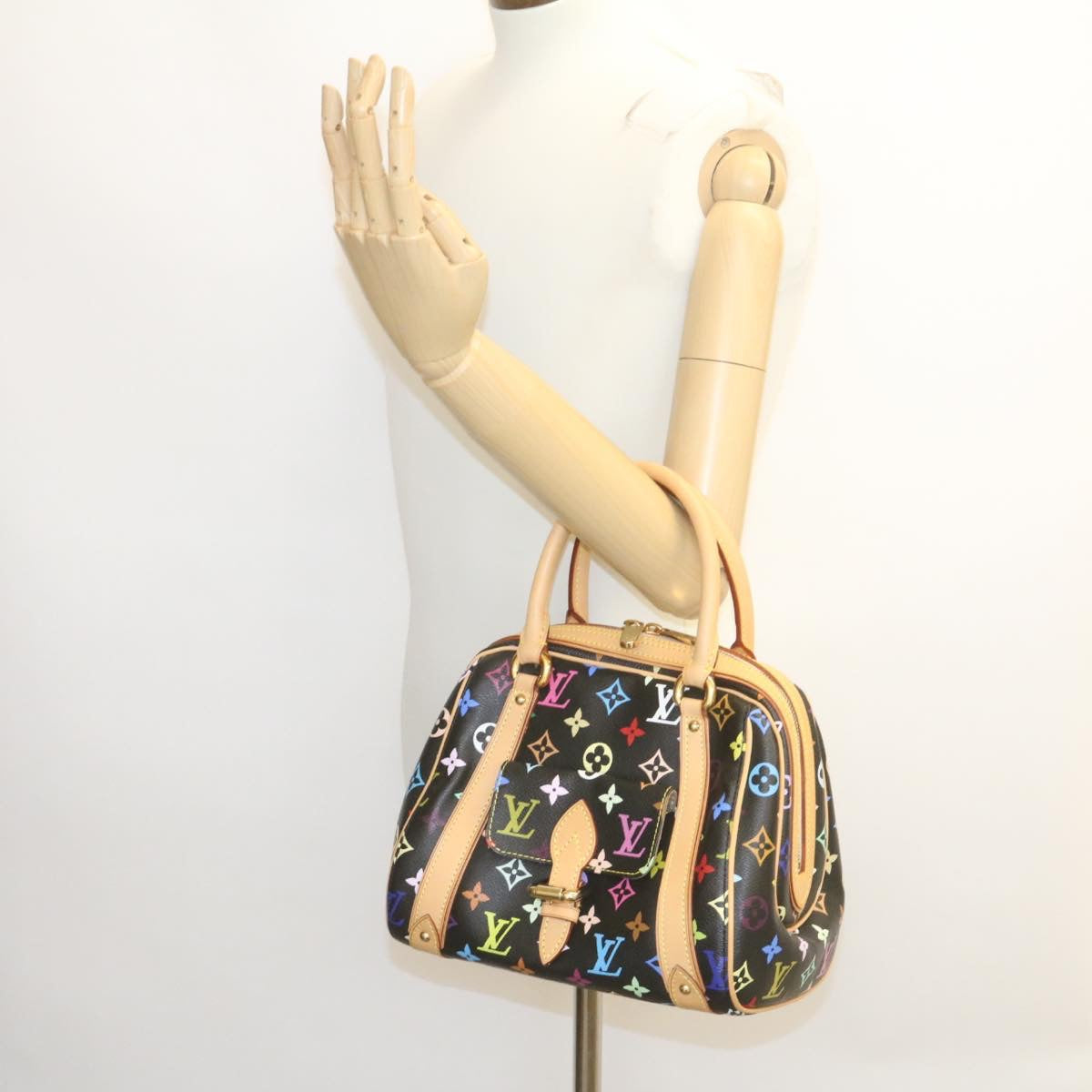 LOUIS VUITTON Monogram Multicolor Priscilla Hand Bag Black M40097 LV Auth 27844A