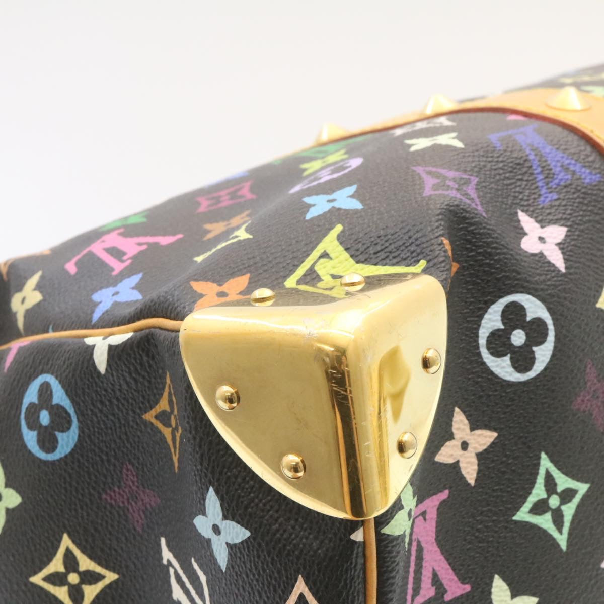 LOUIS VUITTON Monogram Multicolor Keepall 45 Boston Bag Black M92640 Auth 28150A