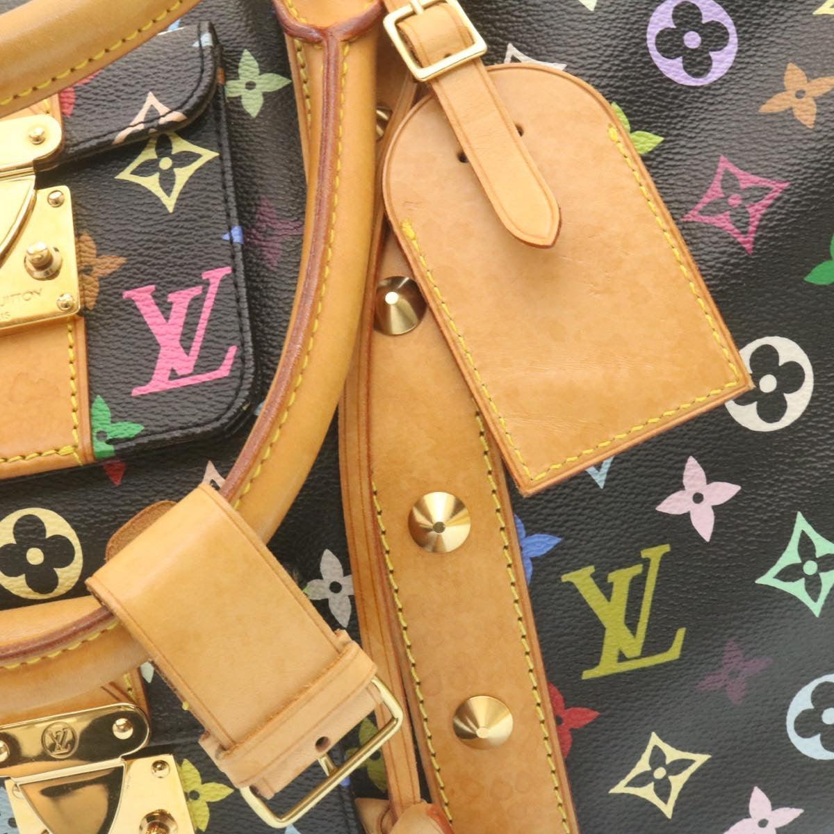 LOUIS VUITTON Monogram Multicolor Keepall 45 Boston Bag Black M92640 Auth 28150A