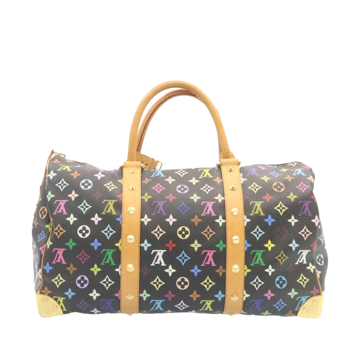 LOUIS VUITTON Monogram Multicolor Keepall 45 Boston Bag Black M92640 Auth 28150A