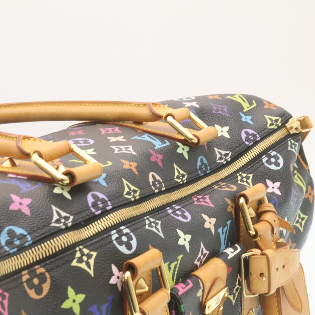 LOUIS VUITTON Monogram Multicolor Keepall 45 Boston Bag Black M92640 Auth 28150A