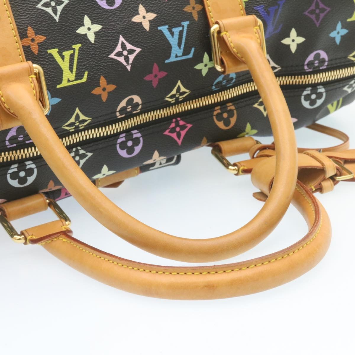 LOUIS VUITTON Monogram Multicolor Keepall 45 Boston Bag Black M92640 Auth 28150A